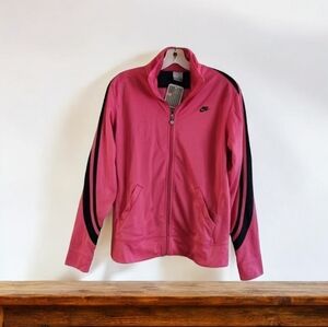 Women's Nike full-zip track jacket hot pink with black stripes Size XL